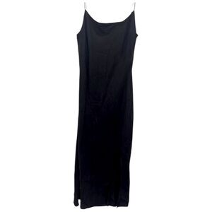 ASOS Black Maxi Slip Dress Spaghetti Strap Slit Size 10